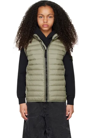 Stone Island Kids Khaki G0224 Loom Woven Chambers R-Nylon Down Vest