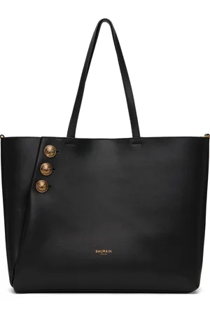 Balmain Black Emblème Leather Tote