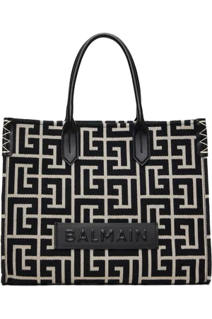 Balmain Black & Off-White B-Army 42 Monogram Tote