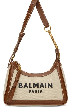 Balmain Beige & Brown B-Army Canvas Bag