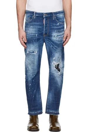 Dsquared2 Blue Medium Ripped Wash Bro Jeans
