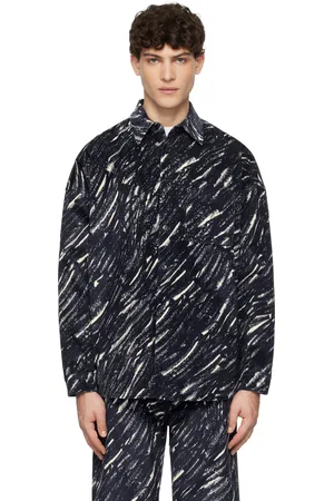 Marni Blue Flocked Denim Oversized Shirt