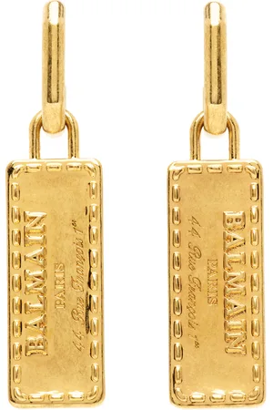 Balmain Gold Signature Tubular Earrings