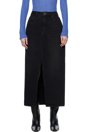Holzweiler Black Slim Fit Denim Maxi Skirt