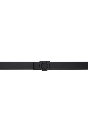Salvatore Ferragamo Black & Navy Fixed Gancini Reversible Belt