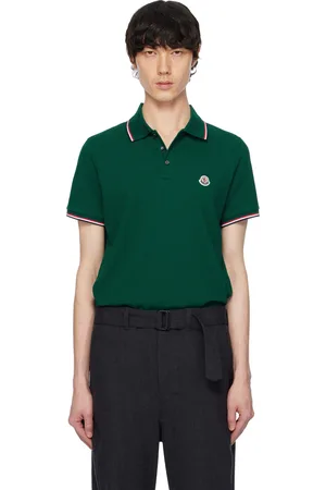 Moncler Green Tricolor-Trimmed Cotton Piquet Polo