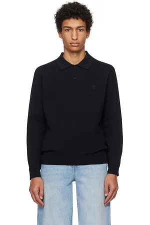 HUGO BOSS Navy Cotton Knit Polo
