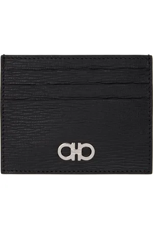 Salvatore Ferragamo Black & Red Gancini Credit Card Holder
