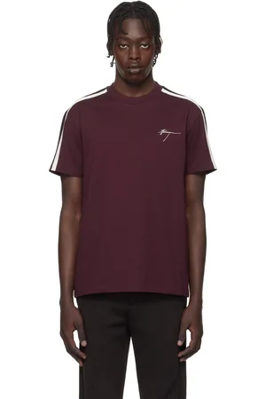 Salvatore Ferragamo Burgundy Contrasting Stripe T-shirt
