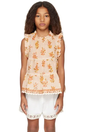 ZIMMERMANN Kids Beige Tallow Gathered Top