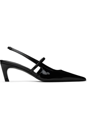 Totême Black Sharp Patent Slingback Heels