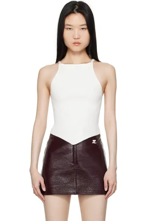 Courrèges White Pointy Rib Knit Tank Top