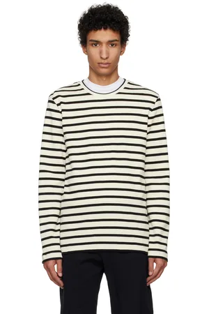 Jil Sander Navy & Off-White Striped Long Sleeve T-shirt