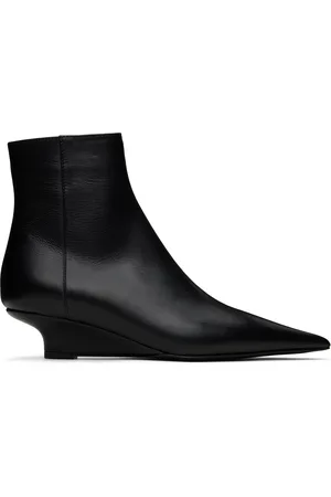 Totême Black Sharp Leather Ankle Boots