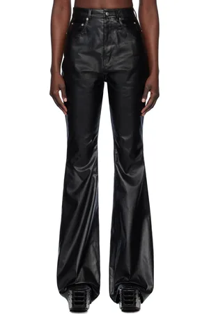 Rick Owens Black Hollywood Bolan Bootcut Coated Jeans