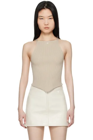 Courrèges Tan Pointy Rib Knit Tank Top