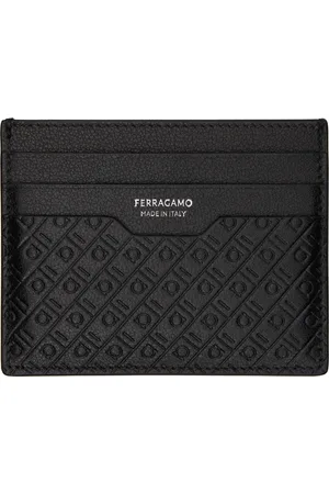 Salvatore Ferragamo Black Mini Embossed Card Holder