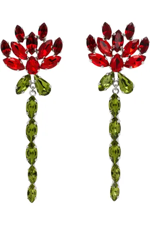 Simone Rocha Red & Green Crystal Carnation Drip Earrings