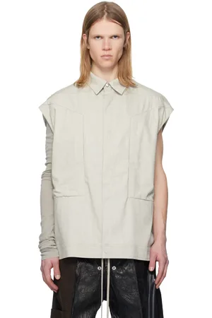 Rick Owens Off-White Hollywood Sleeveless Jumbo Denim Shirt