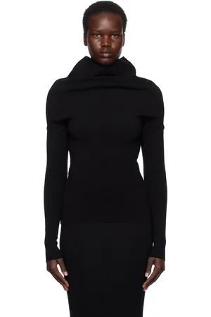 Rick Owens Black Hollywood Draped LS Turtleneck