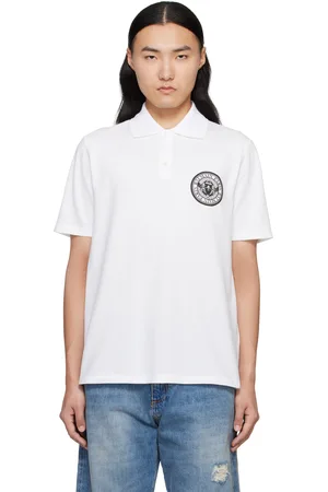 Balmain White Cotton Coin Print Polo
