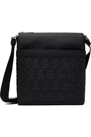 Salvatore Ferragamo Black Embossed Gancini Crossbody Bag