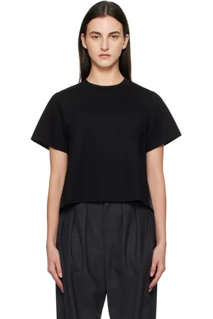 SACAI Black Mix Cotton Jersey T-shirt