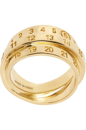 Maison Margiela Gold Triple Logo Numeric Signature Ring