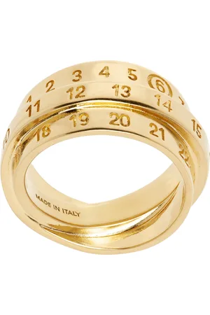 Maison Margiela Gold Triple Logo Numeric Signature Ring