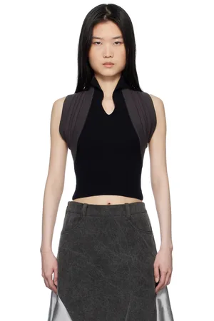 Paula Canovas Del Vas Grey & Black Knit Halter Polo