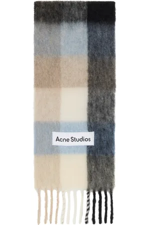 Acne Studios Blue & Beige Mohair Checked Scarf