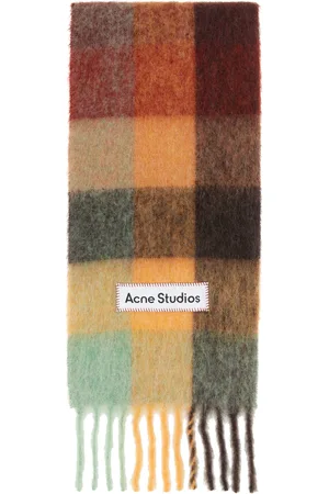 Acne Studios Brown & Yellow Mohair Checked Scarf