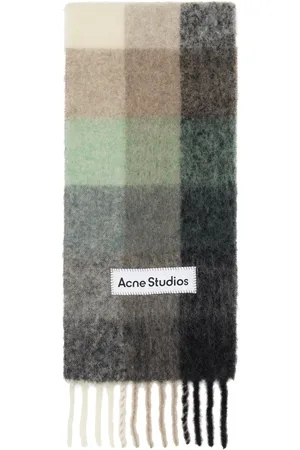 Acne Studios Green & Gray Mohair Checked Scarf