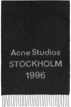 Acne Studios Black & Gray Logo Jacquard Scarf
