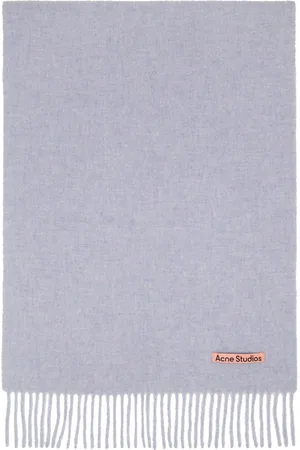 Acne Studios Blue Fringe Wool Narrow Scarf
