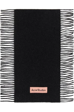 Acne Studios Black Fringe Wool Scarf