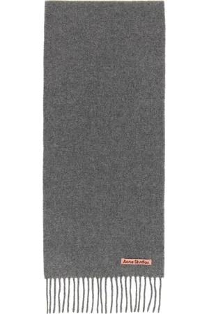 Acne Studios Gray Fringe Wool Skinny Scarf