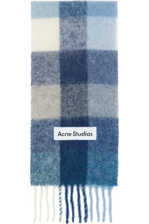 Acne Studios Blue Mohair Checked Scarf