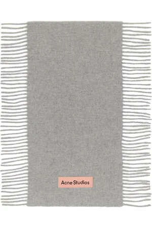 Acne Studios Gray Fringe Wool Scarf