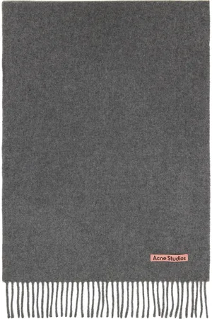 Acne Studios Gray Fringe Wool Narrow Scarf