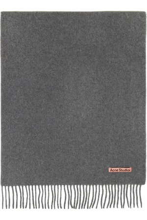 Acne Studios Gray Fringe Wool Oversized Scarf