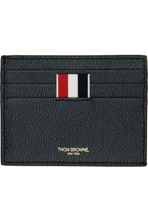 Thom Browne Navy Pebbled Leather Card Holder