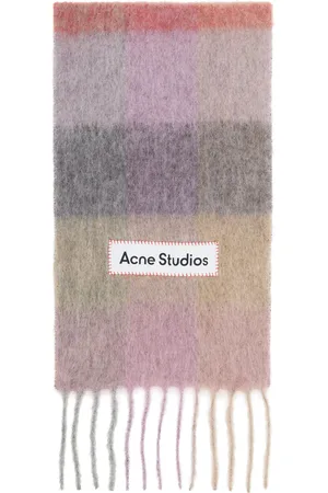 Acne Studios Pink & Purple Mohair Checked Scarf