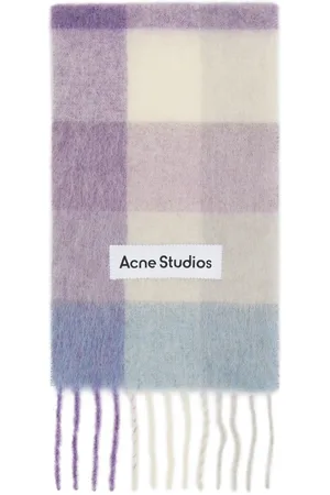 Acne Studios Purple & White Mohair Checked Scarf