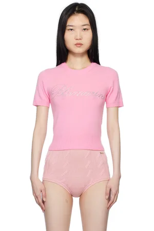BLUMARINE Pink Cashmere Cropped Sweater