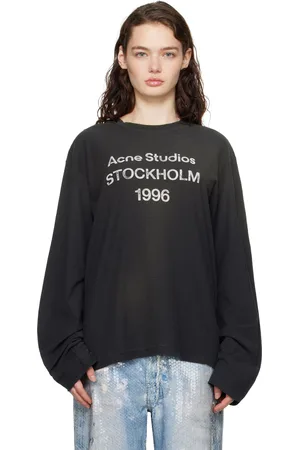 Acne Studios Black Relaxed Fit Logo T-shirt