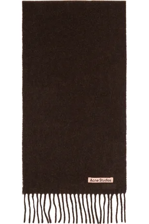 Acne Studios Brown Skinny Fringe Wool Scarf