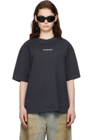 Acne Studios Black Relaxed Fit Stamp Logo T-shirt