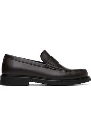 HUGO BOSS Brown Polished-Leather Loafers