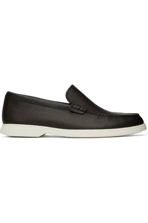 HUGO BOSS Brown Tumbled-Leather Loafers